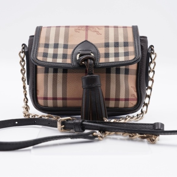 BURBERRY Haymarket Check Mini Tassel
Crossbody Bag - Picture 1 of 14